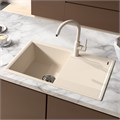 Кухонная мойка Lemark IMANDRA 760 врезная прямоугольная с крылом из кварцгранита, Шампань 9910030