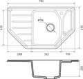 GRANFEST Мойка композит CORNER GF-C--800E угловая 800*500мм иней арт.GF- C-800E иней