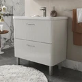 Тумба Свон/Swan 80, напольная, 2 ящ., белый глянец (под раковину 9898-80), VOLNA tnSWAN80.2Y-01