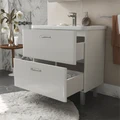 Тумба Свон/Swan 80, напольная, 2 ящ., белый глянец (под раковину 9898-80), VOLNA tnSWAN80.2Y-01