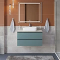 Тумба со столешницей подвесная BelBagno СТРУКТУРА (KRAFT) 90 Голубой Матовый, столешница KEP-90-MGL KRAFT-900-2C-SO-AO;KEP-90-MGL