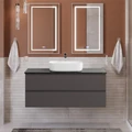 Тумба со столешницей подвесная BelBagno СТРУКТУРА (KRAFT) 120 Темно-Серый Матовый, столешница KEP-120-MNO KRAFT-1200-2C-SO-GSO;KEP-120-MNO