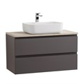Тумба со столешницей подвесная BelBagno СТРУКТУРА (KRAFT) 100 Темно-Серый Матовый, столешница KEP-100-MCO KRAFT-1000-2C-SO-GSO;KEP-100-MCO
