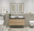 Тумба со столешницей и накладными раковинами подвесная BelBagno СТРУКТУРА (KRAFT) 120 Rovere Nebrasca Nature KRAFT-1200-2C-SO-2-RNN;KEP-120-2-MNO