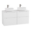 Тумба со столешницей и накладными раковинами подвесная BelBagno ЭТНА (ETNA-H60) 140 Bianco Lucido ETNA-H60-700-2C-SO-BL-P;EK-140-2-BL