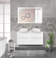 Тумба со столешницей и накладными раковинами подвесная BelBagno ЭТНА (ETNA-H60) 120 Bianco Lucido ETNA-H60-600-2C-SO-BL-P;EK-120-2-BL