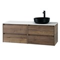 Тумба со столешницей подвесная BelBagno СТРУКТУРА (KRAFT) 120 Rovere Tabacco, раковина справа KRAFT-600-2C-SO-RT;EK-120-AS-BL-R