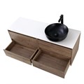 Тумба со столешницей подвесная BelBagno СТРУКТУРА (KRAFT) 120 Rovere Tabacco, раковина справа KRAFT-600-2C-SO-RT;EK-120-AS-BL-R