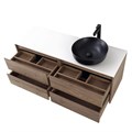 Тумба со столешницей подвесная BelBagno СТРУКТУРА (KRAFT) 120 Rovere Tabacco, раковина справа KRAFT-600-2C-SO-RT;EK-120-AS-BL-R