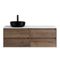 Тумба со столешницей подвесная BelBagno СТРУКТУРА (KRAFT) 120 Rovere Tabacco, раковина слева KRAFT-600-2C-SO-RT;EK-120-AS-BL-L