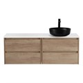 Тумба со столешницей подвесная BelBagno СТРУКТУРА (KRAFT) 120 Rovere Nebrasca Nature, раковина справа KRAFT-600-2C-SO-RNN;EK-120-AS-BL-R