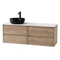 Тумба со столешницей подвесная BelBagno СТРУКТУРА (KRAFT) 120 Rovere Nebrasca Nature, раковина слева KRAFT-600-2C-SO-RNN;EK-120-AS-BL-L