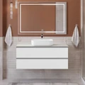 Тумба со столешницей подвесная BelBagno СТРУКТУРА (KRAFT) 120 Bianco Opaco, столешница KEP-120-CEM KRAFT-1200-2C-SO-BO;KEP-120-CEM