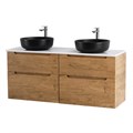 Тумба со столешницей и накладными раковинами подвесная BelBagno ЭТНА (ETNA-H60) 140 Rovere Nature ETNA-H60-700-2C-SO-RN-P;EK-140-2-BL