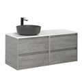 Тумба со столешницей подвесная BelBagno СТРУКТУРА (KRAFT) 120 Cemento Grigio, раковина слева KRAFT-600-2C-SO-CG;EK-120-AS-BL-L