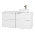 Тумба со столешницей и накладной раковиной подвесная BelBagno ЭТНА (ETNA-H60) 120 Bianco Lucido, раковина справа ETNA-H60-600-2C-SO-BL-P;EK-120-AS-BL-R