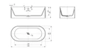 Ванна из искусственного камня высокой прочности (solid surface) 1700x750x550, BELBAGNO BB-BOHEME-170-75-55-SSB BB-BOHEME-170-75-55-SSB