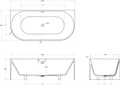 Ванна из искусственного камня высокой прочности (solid surface) 1700x800x550, CEZARES CZR-METAURO-WALL-170-80-55-SSB CZR-METAURO-WALL-170-80-55-SSB