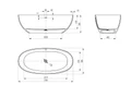 Ванна из искусственного камня Solid Surface 1700x800x560, CEZARES CZR-RELAX2.0-170-80-56-SSB CZR-RELAX2.0-170-80-56-SSB