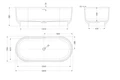 Ванна из искусственного камня Solid Surface 1700x760x560, CEZARES CZR-LINER-170-76-56-SSB CZR-LINER-170-76-56-SSB