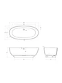 Ванна из искусственного камня Solid Surface 1700x780x560, CEZARES CZR-STREAM-170-78-56-SSB CZR-STREAM-170-78-56-SSB