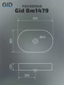 Накладная черная матовая раковина для ванной Gid Bm1479 53354, 51203, 76602K, 75503S