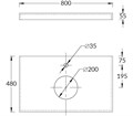 Столешница из керамогранита Про Чементо 80x48, синяя тёмная матовая CN80.DD507320R