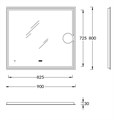 Зеркало Tecno/Текно c LED 90 с макро линзой, с подсветкой, с функцией антизапотевание, белый глянцевый TE.mi.90.1