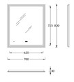 Зеркало Tecno/Текно c LED 70 с подсветкой, с функцией антизапотевание, белый глянцевый TE.mi.70