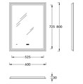 Зеркало Tecno/Текно c LED 60 с подсветкой, с функцией антизапотевание, белое глянцевое TE.mi.60