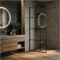 Душевая перегородка Loranto Walk-in 90x200 регулируемый кронштейн 70-100 мм, прозрачное стекло "Лофт клетка" 8 мм, профиль черный матовый (CS-W02B-90) CS-W02B-90