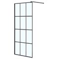 Душевая перегородка Loranto Walk-in 90x200 регулируемый кронштейн 70-100 мм, прозрачное стекло "Лофт клетка" 8 мм, профиль черный матовый (CS-W02B-90) CS-W02B-90