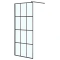 Душевая перегородка Loranto Walk-in 70x200 регулируемый кронштейн 70-100 мм, прозрачное стекло "Лофт клетка" 8 мм, профиль черный матовый (CS-W02B-70) CS-W02B-70