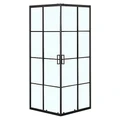 Душевое ограждение Loranto 90x90x190 раздвижная дверь, прозрачное стекло "Лофт клетка" 6 мм, профиль черный матовый (CS-211F-90) CS-211F-90
