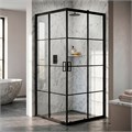 Душевое ограждение Loranto 90x90x190 раздвижная дверь, прозрачное стекло "Лофт клетка" 6 мм, профиль черный матовый (CS-211F-90) CS-211F-90