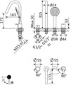 Смеситель на борт ванны CEZARES ЛИСТ (LEAF) LEAF-BVDM4-L-SR LEAF-BVDM4-L-SR