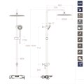 Душевая система наружнего монтажа с телескопическим тропическим душем и душевым комплектом, с изливо 935602RP300
