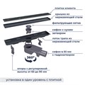Душевой трап двухсторонний линейный, черный RGW SDR-22B 47212240-04