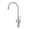 Expert Смеситель для кухни, гиб.излив, р/ОД, сталь/белый, LM, LM5083S-White LM5083S-White - фото 48866
