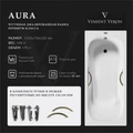 Чугунная ванна Aura 150x75x42 с дугообразными бронзовыми ручками VAU1507542H/VH0015BR