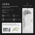 Чугунная ванна Aura 150x75x42 с дугообразными золотыми ручками VAU1507542H/VH0015GD