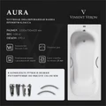 Чугунная ванна Aura 150x75x42 с дугообразными ручками оружейная сталь VAU1507542H/VH0015GM