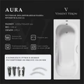 Чугунная ванна Aura 150x75x42 с дугообразными ручками цвет никель VAU1507542H/VH0015NI