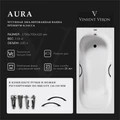 Чугунная ванна Aura 170x70x42 с дугообразными ручками оружейная сталь VAU1707042H/VH0015GM