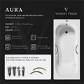 Чугунная ванна Aura 170x75x42 с дугообразными бронзовыми ручками VAU1707542H/VH0015BR