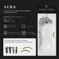 Чугунная ванна Aura 170x75x42 с дугообразными золотыми ручками VAU1707542H/VH0015GD