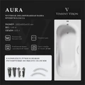 Чугунная ванна Aura 180x80x45 с дугообразными ручками цвет никель VAU1808045H/VH0015NI