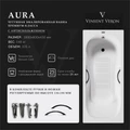 Чугунная ванна Aura 180x80x45 с дугообразными ручками цвет никель и антискользящим покрытием VAU1808045H/VH0015NI-AS