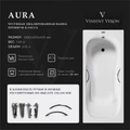 Чугунная ванна Aura 180x80x45 с дугообразными хромированными ручками VAU1808045H/VH0015CH