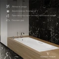Чугунная ванна Aura 180x80x45 с дугообразными черными матовыми ручками VAU1808045H/VH0015BL